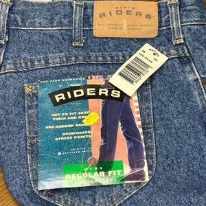 Riders Denim Regular Fit Straight Leg Jeans 38x29 Blue Pre-Shrunk Reinforced NWT